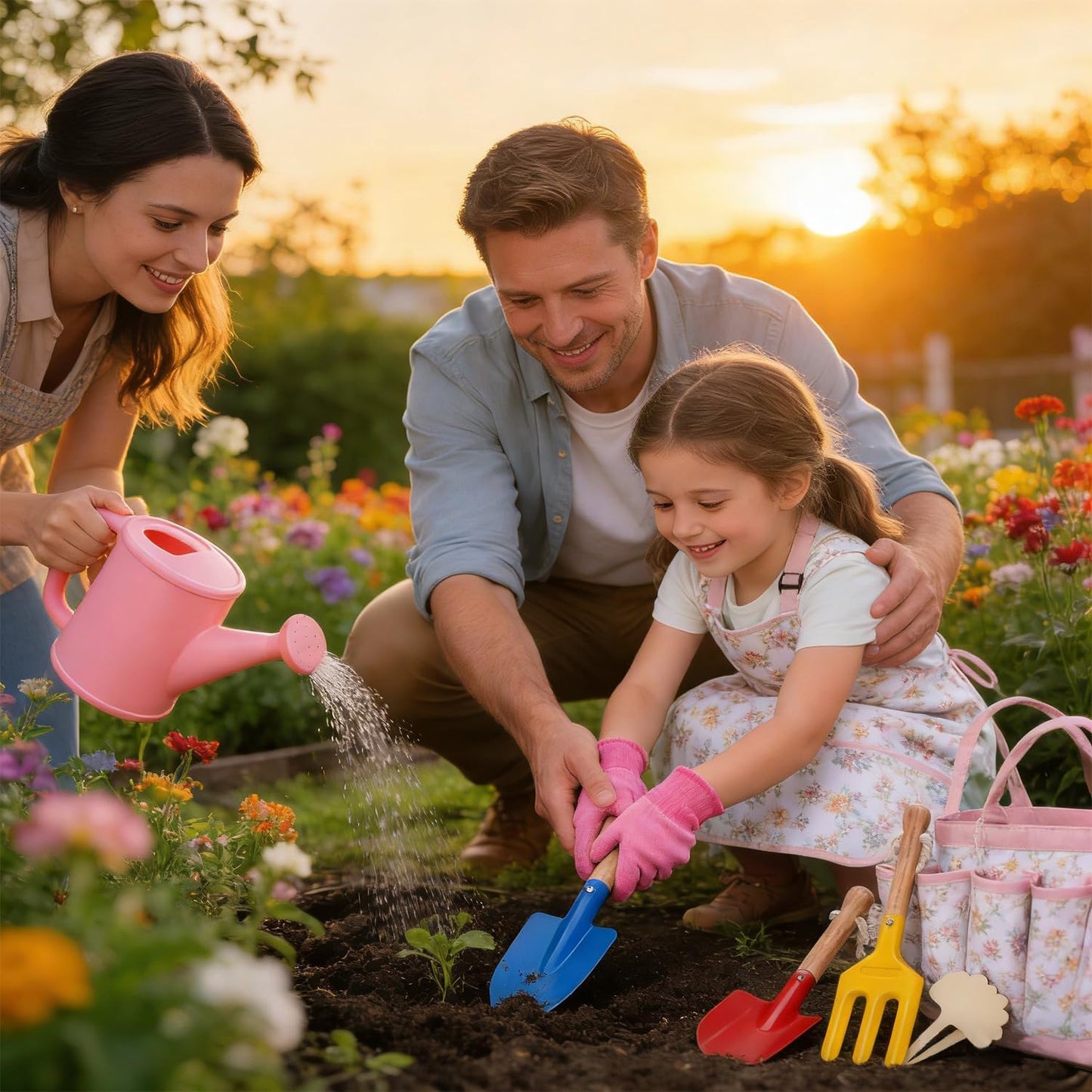 Kids Gardening Tools Set Toddler Gardening Kit with Apron & Tote Bag,