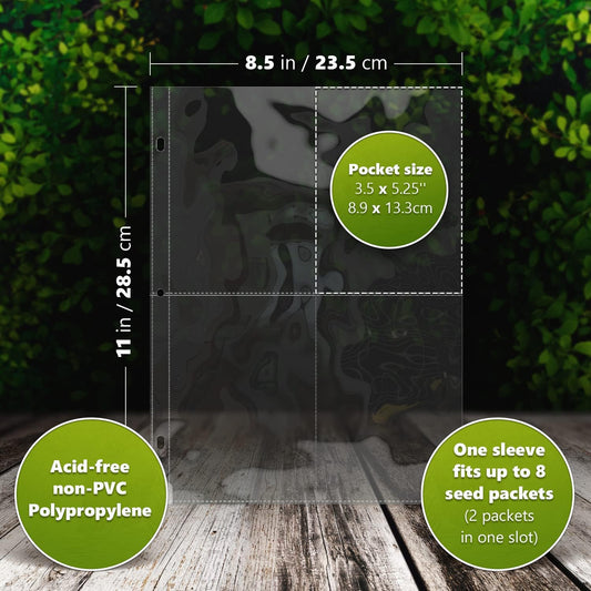 200 Pockets Seed Storage Organizer Sleeves (25 Pack) Slot Size 3.5x5,