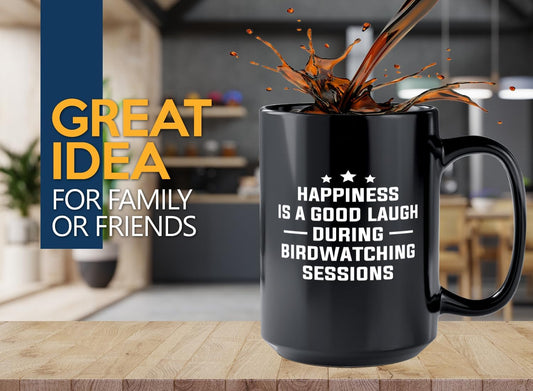 Hobby Coffee Mug 15oz Black -Birdwatching Sessions - Bird Feeder Backy
