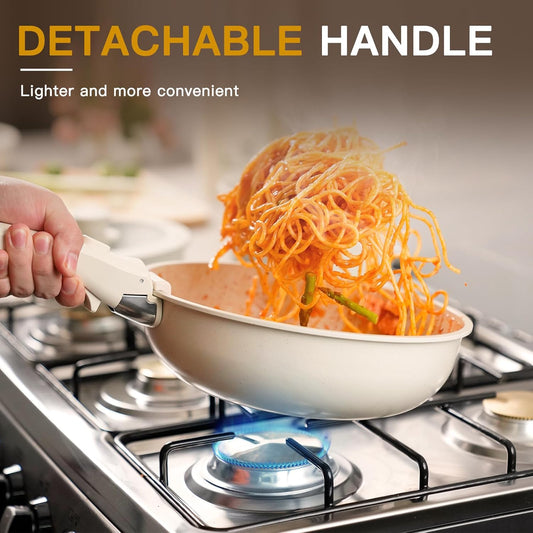 Astercook 23 Pcs Pots and Pans Non Stick Ceramic Cookware Set Detachab