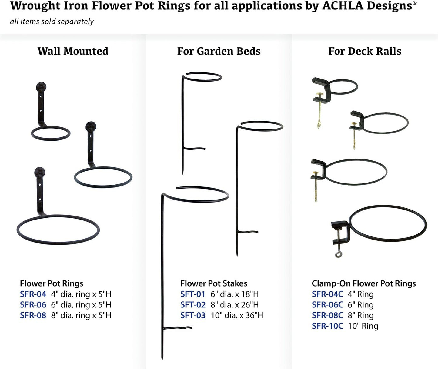Achla Designs Flower Pot Ring Wall Bracket, 4 inch