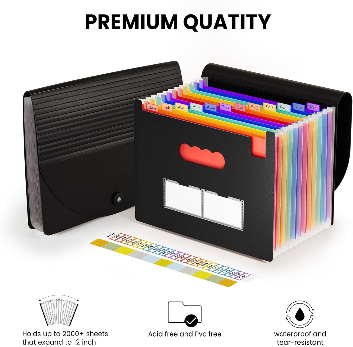 Sooez Accordion File Organizer, 13 Pockets Expanding File Folder, Port