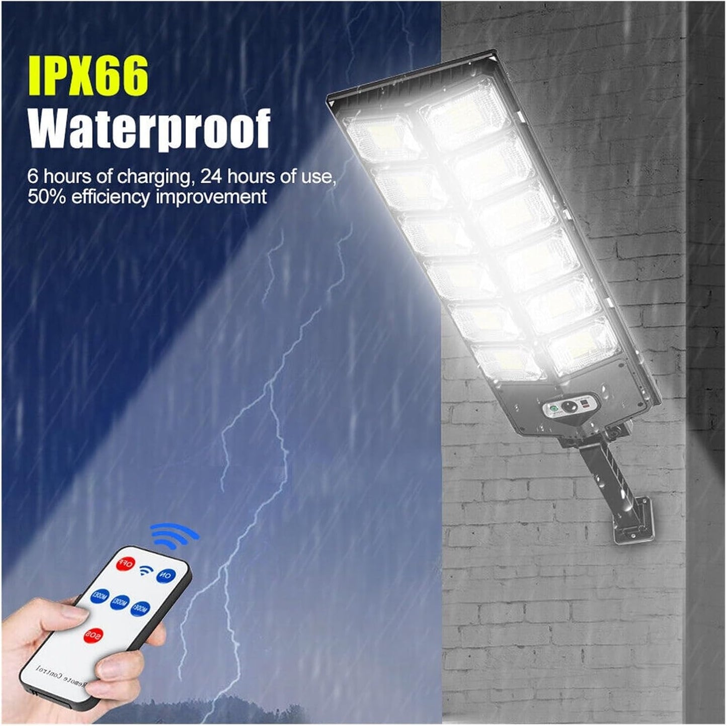 120000LM Solar Light 504LED Street Outdoor 3 Modes Remote Control Garden Road Wall Lamps