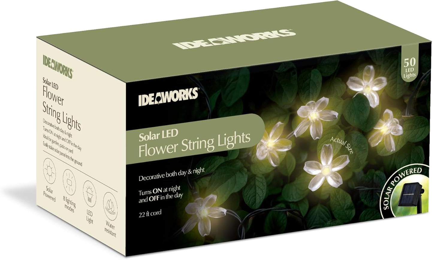 IdeaWorks Solar Flower String Lights - Warm White