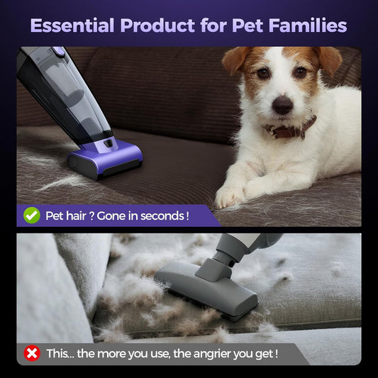 Pet Hair Handheld Vacuum Cordless: 20000PA High Power Car Vacuum with