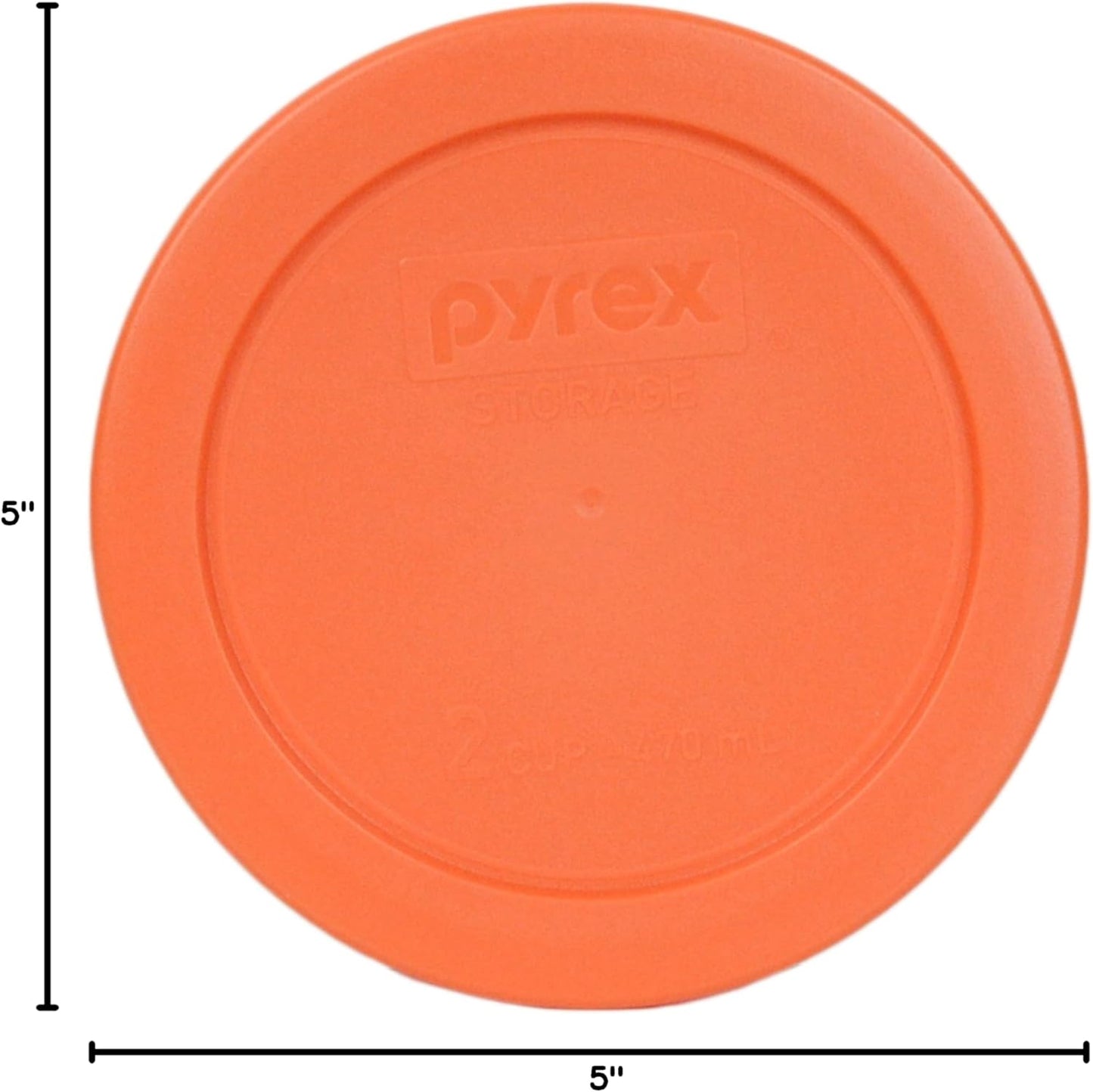 Pyrex 7200-PC Round 2 Cup Orange Storage Lid for Glass Bowls - Original Genuine Pyrex Lids - 4 Pack - Made In The USA