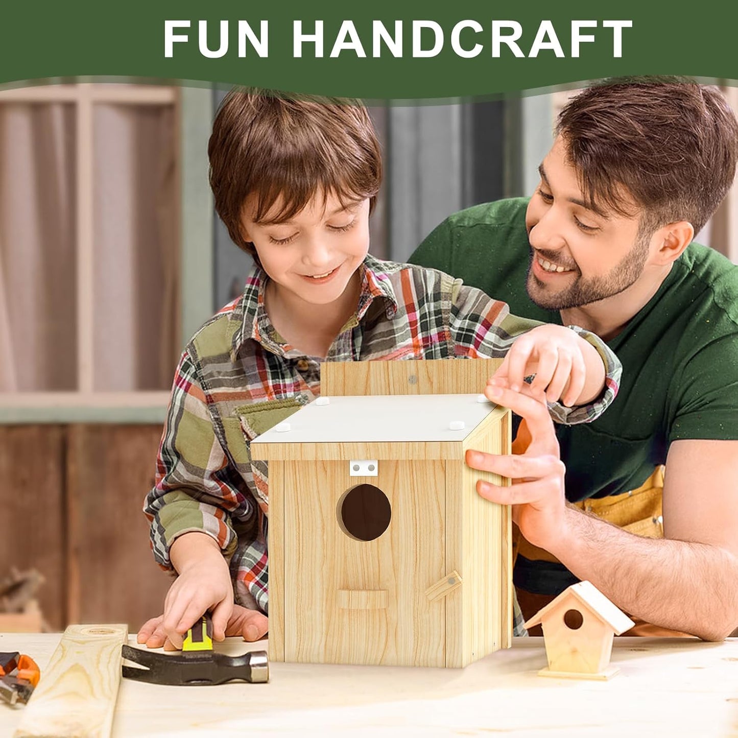 Bird Houses for Outside, Bluebird House with Standing Perch, Hanging Wood Bird House with Waterproof Acrylic Plate for Small Birds Bluebird Finch Swallow Wren Chickadee Assembly Required