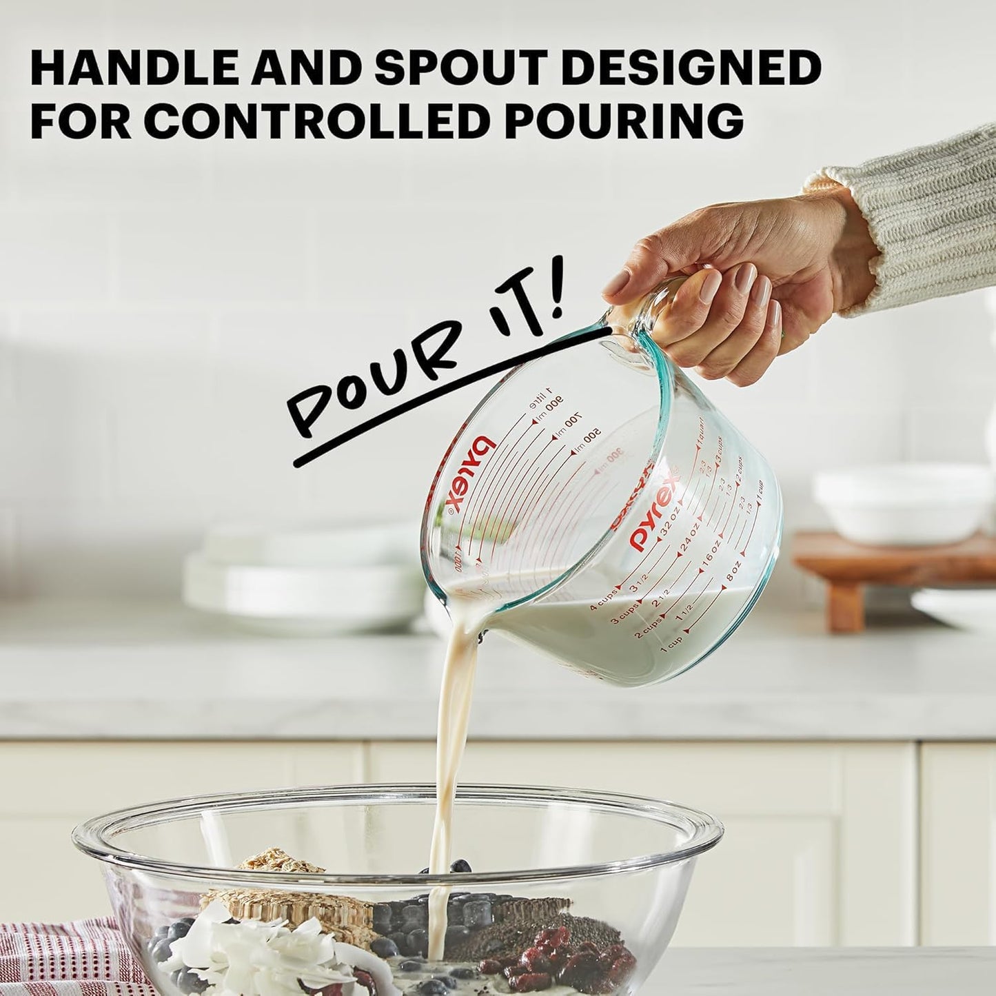Pyrex Essentials (2-Pack) Glass Measuring Cups Set, (1 & 2 Cup) Measur