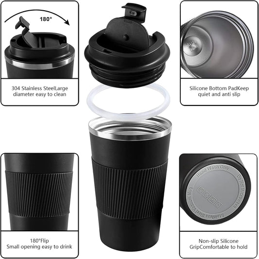 YINBAOGE Insulated Travel Coffee Mug, Spill & Leak Proof, Portable To