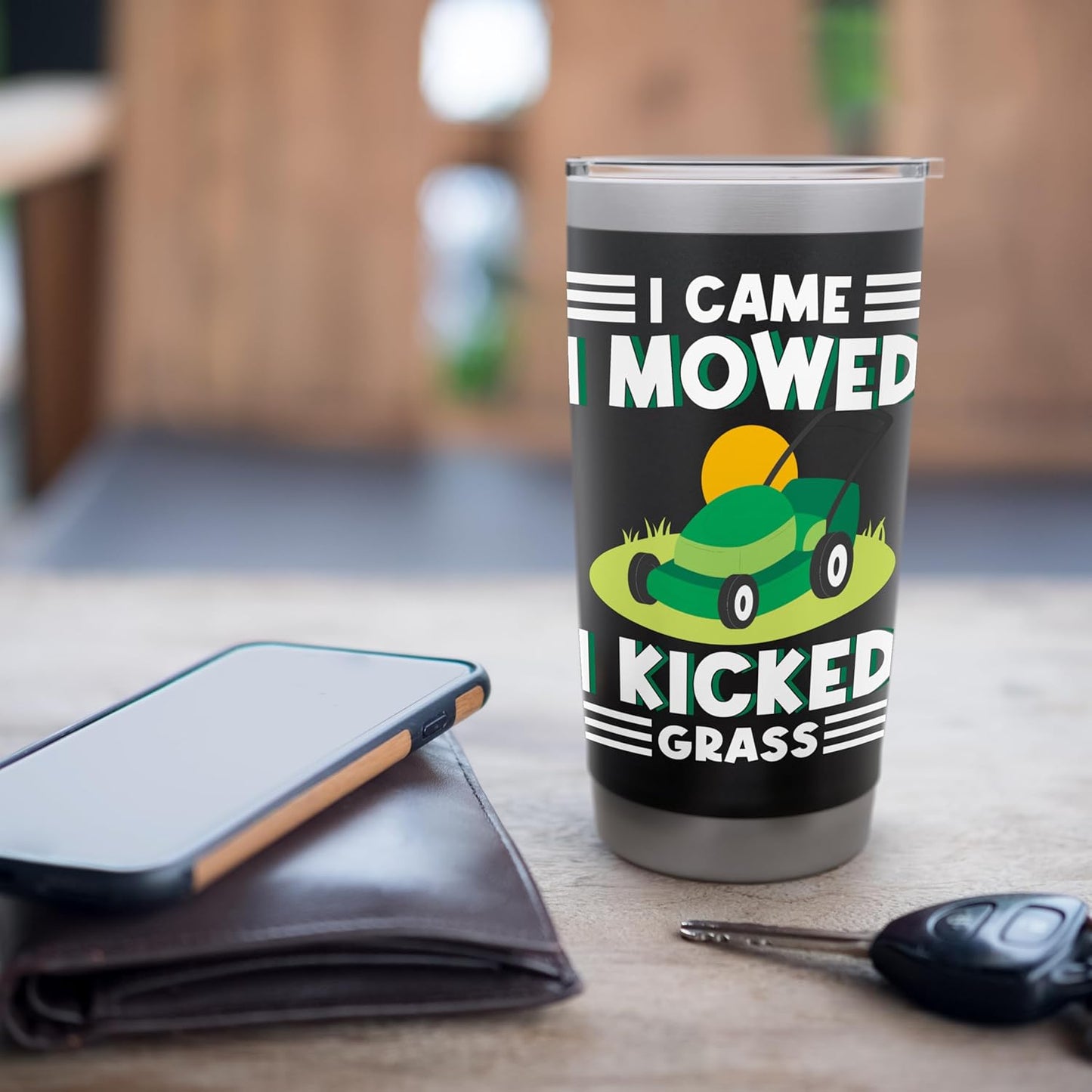 I Came I Mowed I Kicked Grass Funny Lawn Mower Gardener Stainless Steel Insulated Tumbler