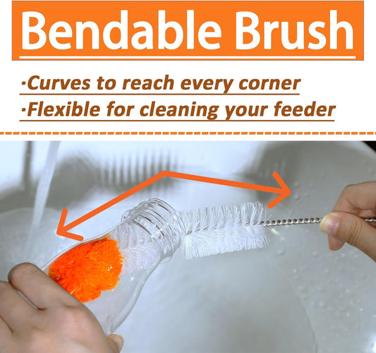 Hummingbird Feeder Cleaner Brush, Versatile Bendable Cleaning Brushes for Various Size Water Bottles, Gentle Bristles with Soft Tip, Stainless Steel 304 for Cleaning, 10.24 in/26 cm