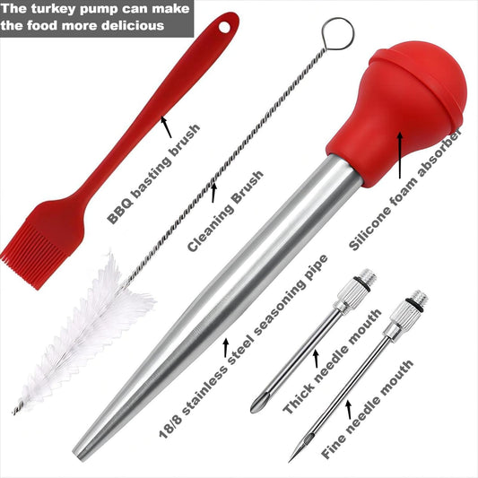 Turkey Baster, 18/8 Stainless Steel Turkey Baster Syringe for Cooking,