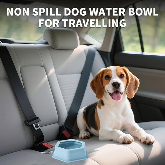 No Splash Dog Travel Bowls for Cars, Spill Proof Collapsible Dogs Wate
