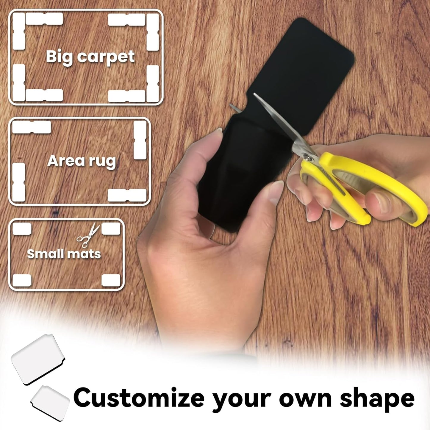 Rug Carpet Non Slip Grippers, Reusable Rug Tape Stickers Pads for Hard