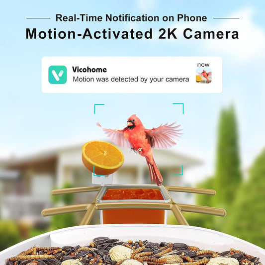 birdsnap® TUC Smart Bird Feeder with Camera 2K HD, Solar Panel 32GB Card 4-in-1 Perch, 160°View Auto Detect & Notify AI Identify Video Bird Camera Wireless Outdoors Ideal Gift for Birds Lover