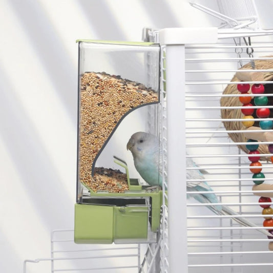 Automatic Bird Feeder, Bird Cage Feeder with Perch for Parakeet Canary