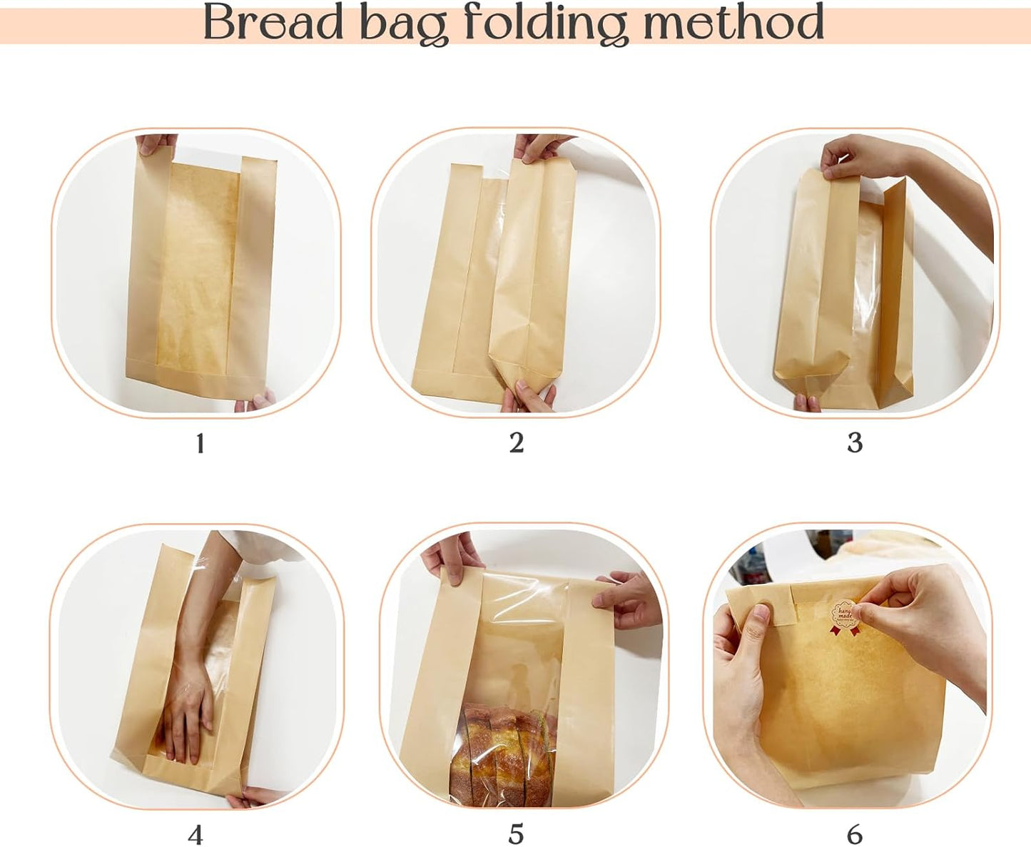 SNAIL GARDEN Sourdough Bread Bags - 100pcs with Four Sizes, Windowed,