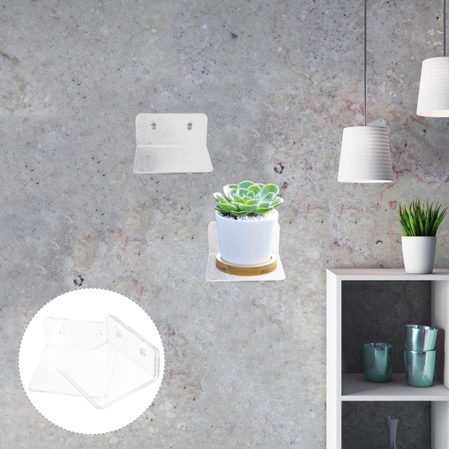 Wall Planter Display Rack Acrylic Floating Shelf Adhesive Small Window