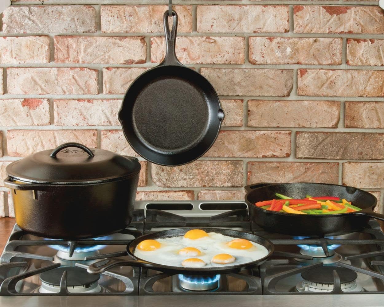 Lodge Seasoned Cast Iron Skillet - Quality Frying Pan for the Stove, O