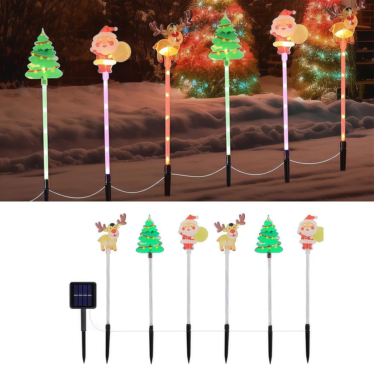 6 Pcs Solar Christmas Light, Auto On/Off Outdoor Holiday Decor for Yard & Garden,Easy Installation