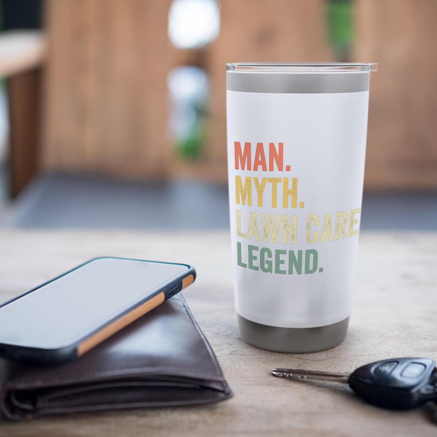 Man Myth Lawn Care Legend Mowing Gardener Dad Stainless Steel Insulated Tumbler