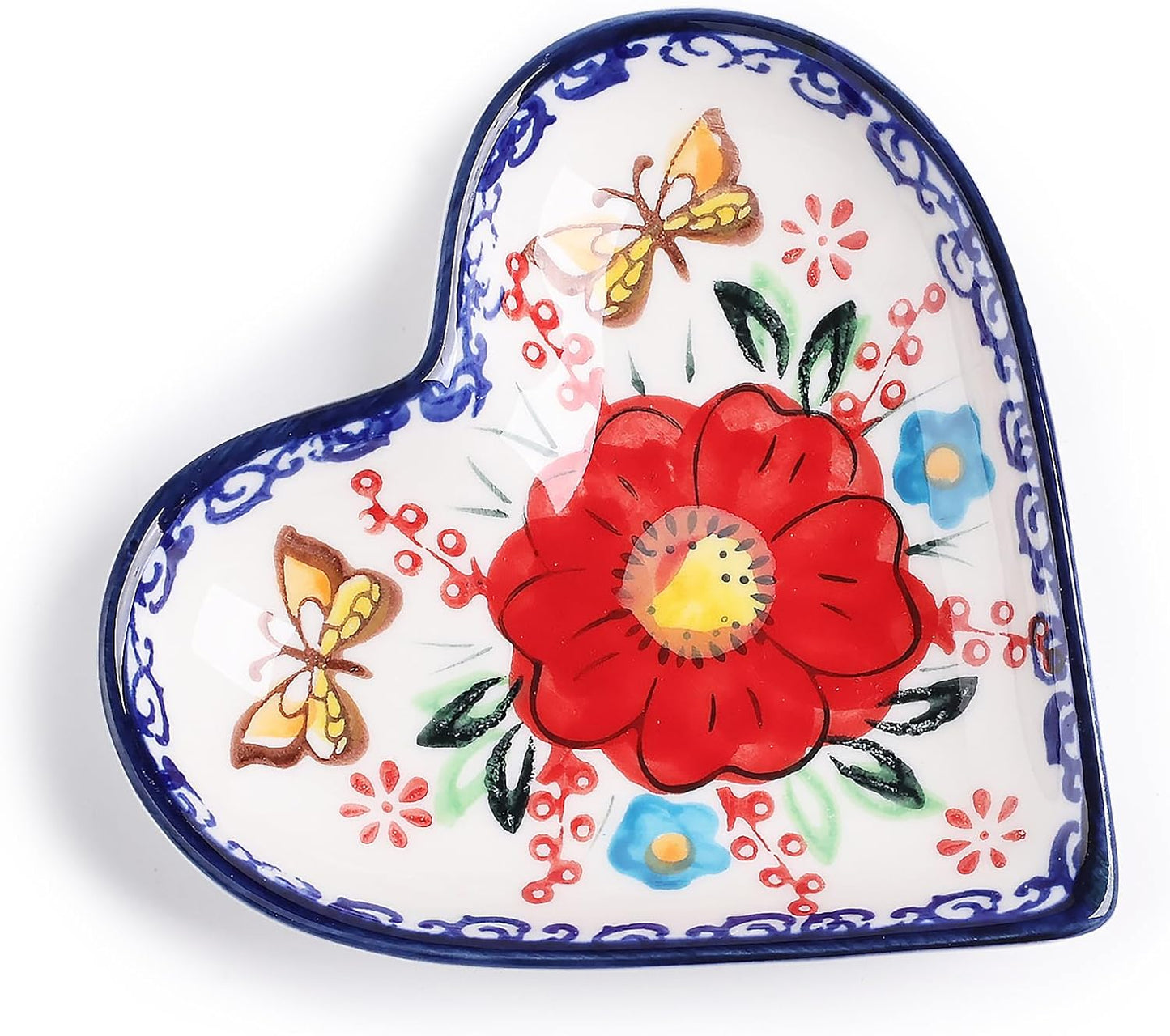 silesia Handmade Jewelry Tray, 4.5" Ceramic Hand-Painted Jewelry Dish,