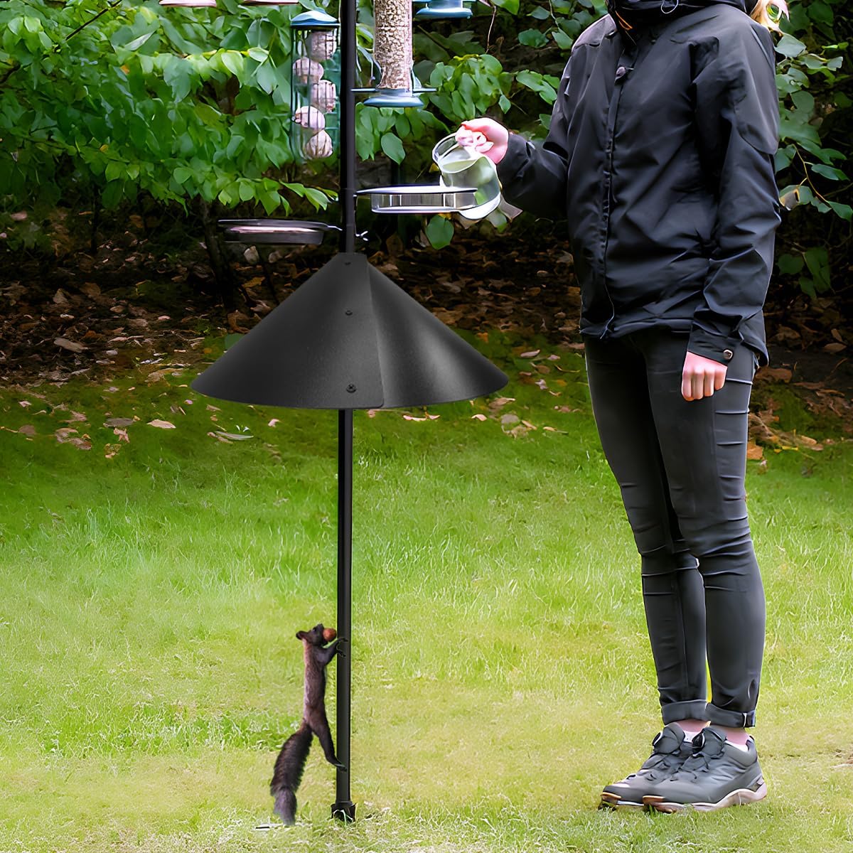 2 Pack 19 Inch Squirrel Baffle for Bird Feeder Pole,Outside Pole Mount Bird House Guard for Outdoor Shepherd’s Hook, Squirrel Stopper Protect Against Raccoons Rodents