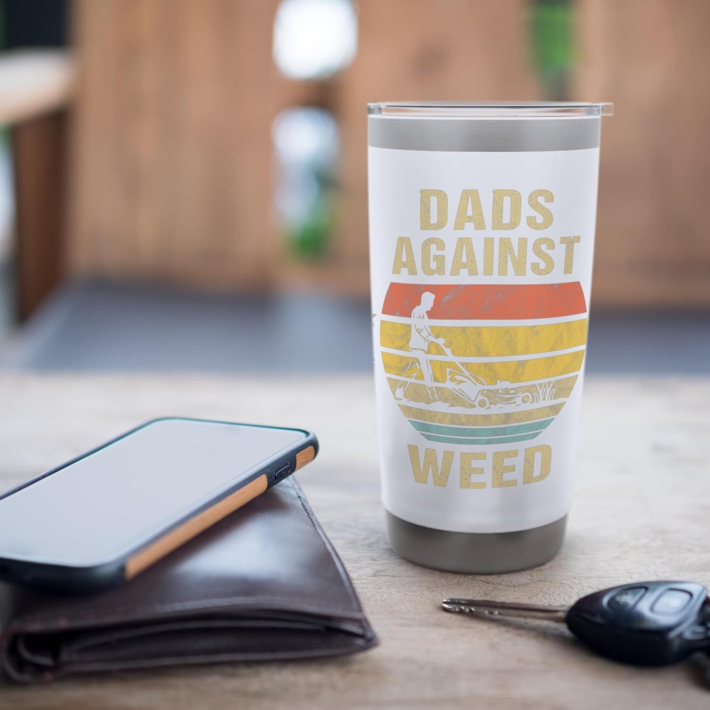 Dads Against Weeds Retro Landscaping Daddy Lawn Mowing Stainless Steel Insulated Tumbler