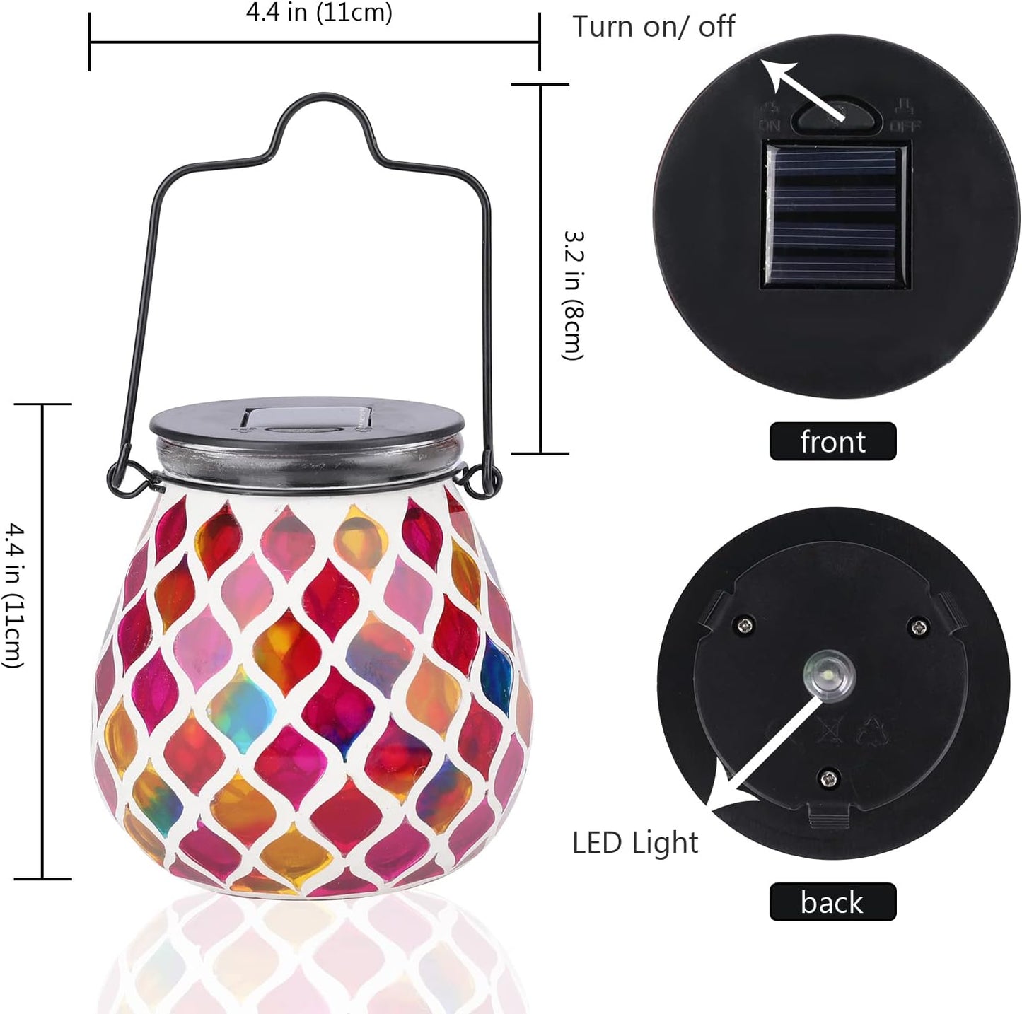 Bshine Mosaic Solar Lantern Outdoor Hanging Waterproof, Pink Mosaic Light Indoor Valentine's Day Decor Table, Garden Decor for Yard Outside, Path, Lawn, Birthday Gift for Mom Women