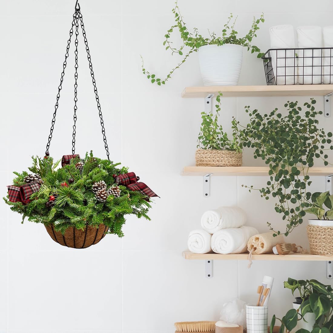 Plant Hanging Chains 5Pcs Black Hanging Basket Chain with Hooks 3 Point 16Inch Flower Plant Pot Replacement Chain Hangers for Bird Feeders,Planters,Lanterns and Ornaments