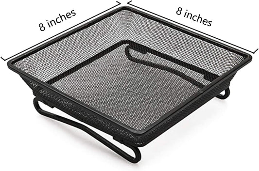 2 Pack 8" x 8" Railing Bird Feeder Tray for Balcony/Deck/Porch Platform Bird Seed Tray with 2 Elastic Rope Ground Mesh for Garden Backyard Outside Wild Birds or Squirrels
