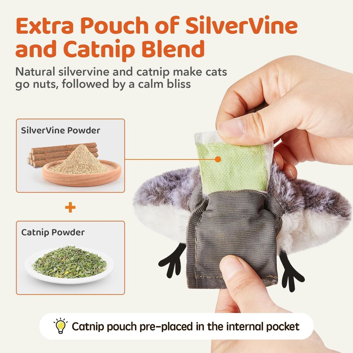 Potaroma Cat Toys Flapping Bird (No Flying), Lifelike Sandpiper Chirp