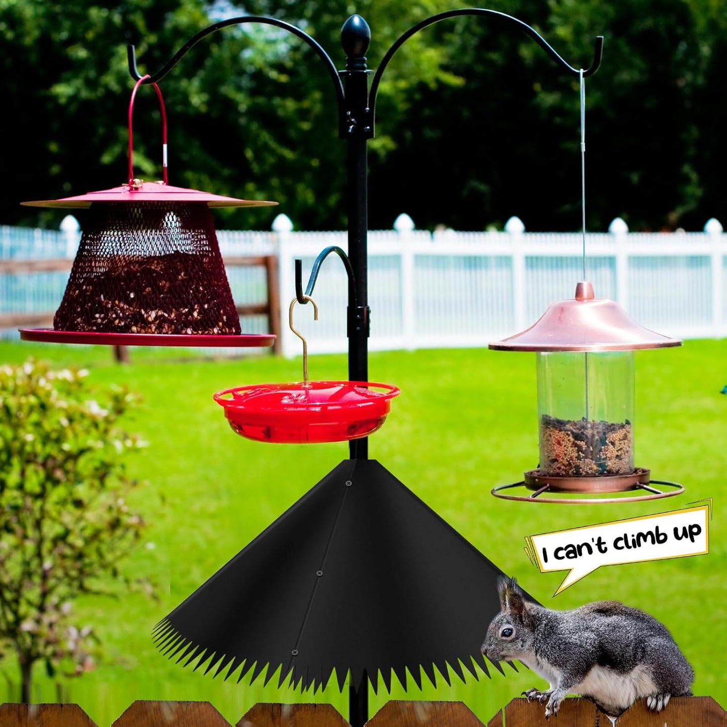 Qualirey 2 Pcs Squirrel Baffle for Bird Feeder, Plastic Guard Stopper Keep Squirrels Off Bird Feeder Pole for Outdoor Shepherd's Hook House(Black,19 Inch)