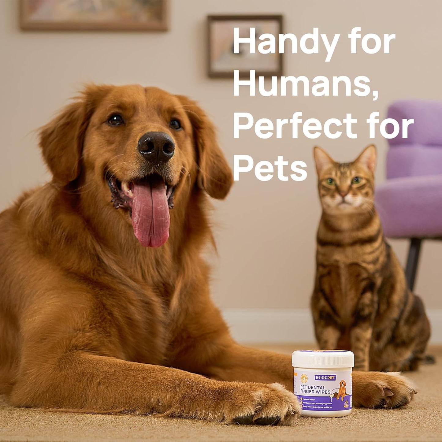 HICC Pet Teeth Cleaning Wipes for Dogs & Cats, Vet-Recommended Remove