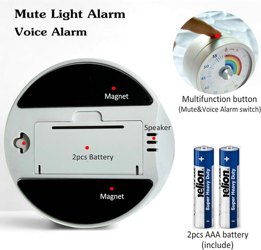 Visual Timer, Kitchen Timer Rainbow Disk 60 Minute Countdown Timer for