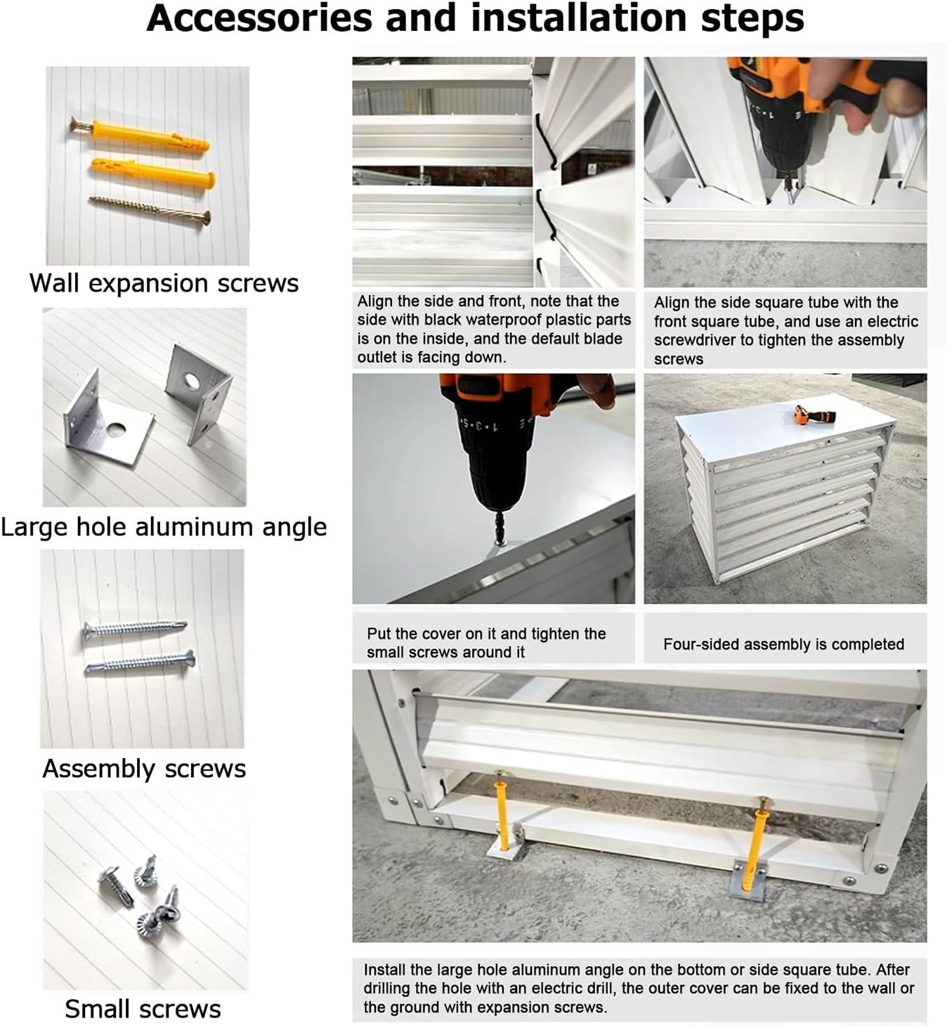 Air Conditioner Fence Aluminum Outdoor Condenser Protective Cover, Privacy Screen for Trash can Enclose Pool Equipment Plant Stand (White 100x50x70cm/39x20x28in)