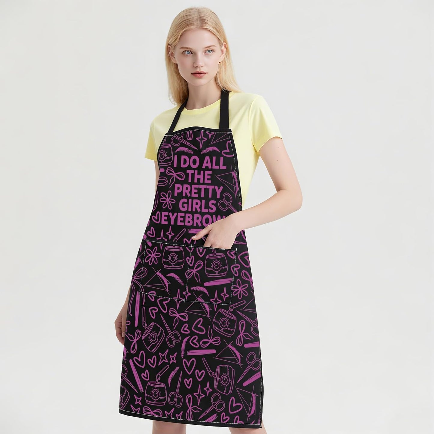 WCGXKO I Do All the Pretty Girls Eyebrows Kitchen Apron Eyebrow Technician Gift Eyebrows Lashes Gift