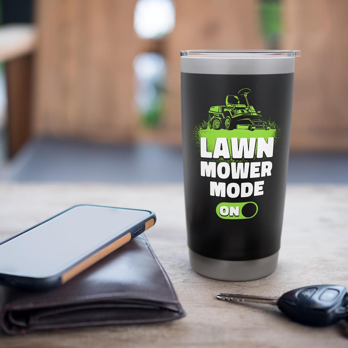 Lawn Mower Mowing Dad Father Landscaper Lawn Mower Mode On Stainless Steel Insulated Tumbler
