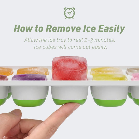 Ice Cube Tray with Lid, 4 Packs 56 Cubes Durable Stackable Ice Cube Trays for Freezer with Removable Lids, Easy-Release Plastic & Silicone Ice Tray for Cocktail, Coffee