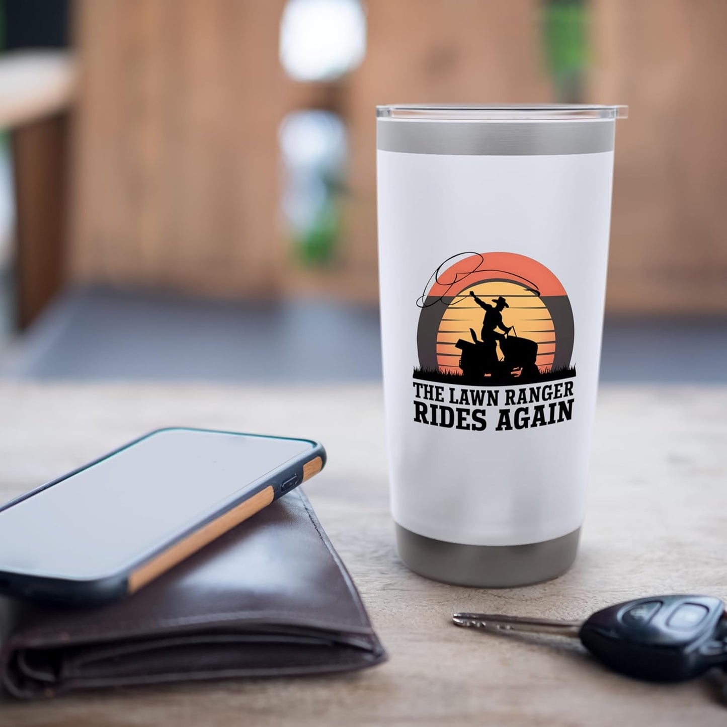 The Lawn Ranger Rides Again Funny Lawn Care Stainless Steel Insulated Tumbler