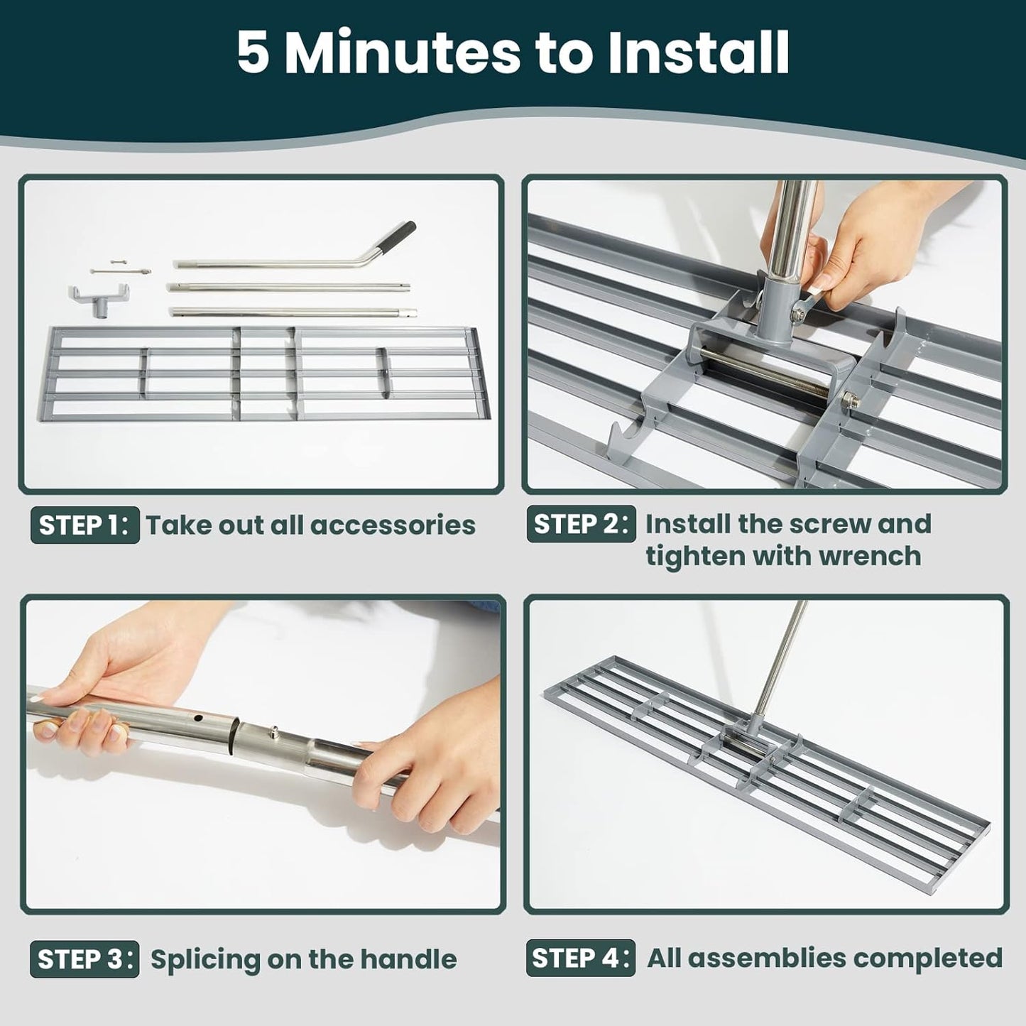 Lawn Leveling Rake 30x10 inch, (Professional-Grade) Lawn Leveler Tool