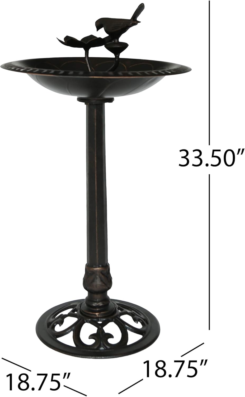 Christopher Knight Home Anessa Outdoor Aluminum and Iron Bird Bath, Shiny Copper