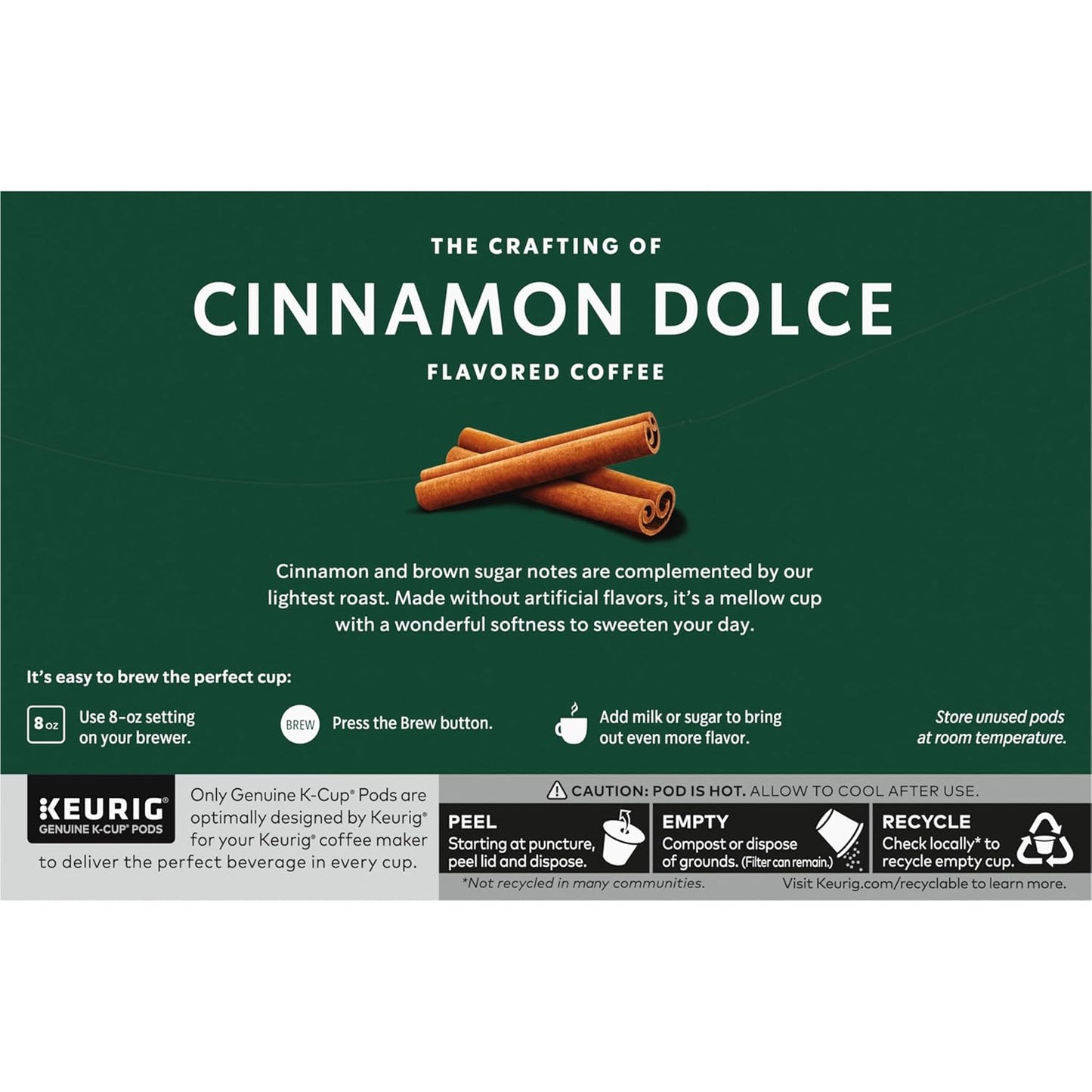 Starbucks K-Cup Coffee Pods, Flavored Hot or Iced Coffee, Cinnamon Dolce, 60 Keurig Pods