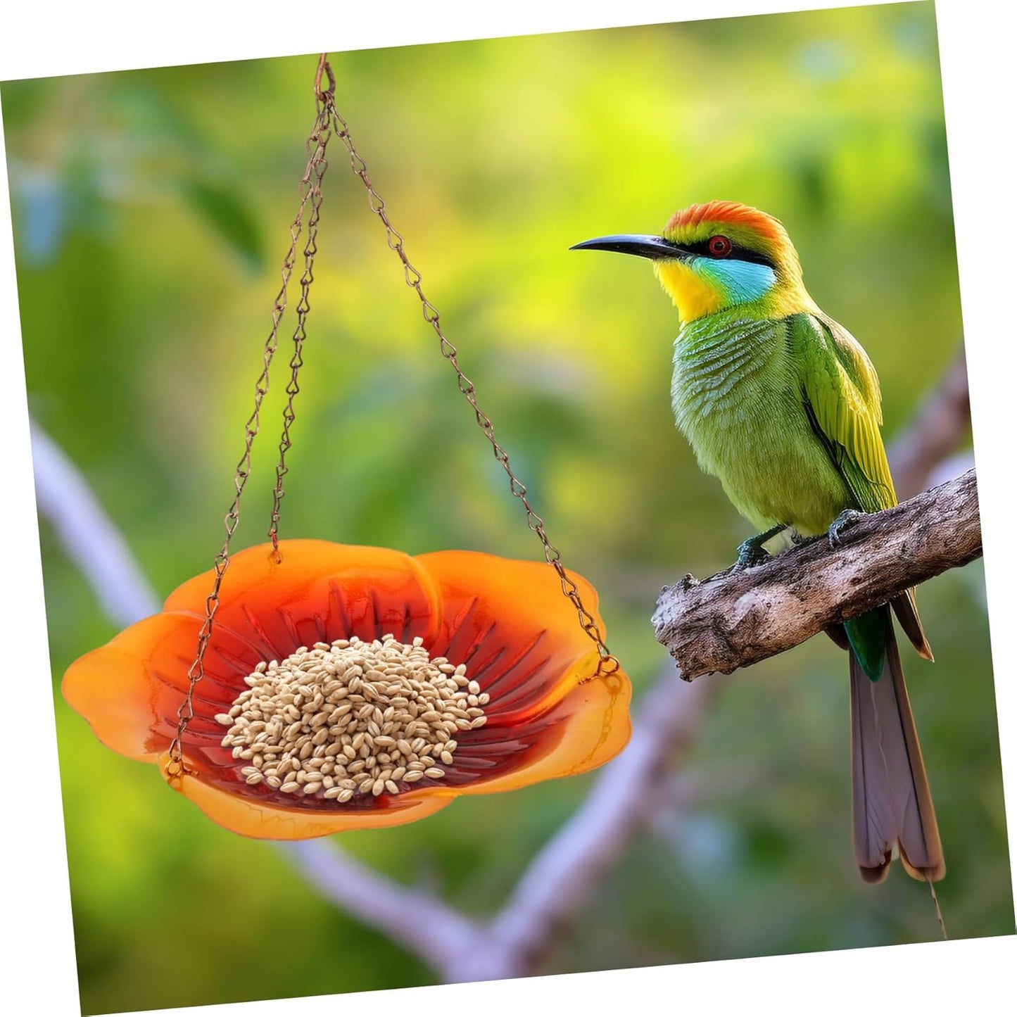 Milisten Pigeon Hanging Bird Feeder Metal Outdoor Bird Food Container