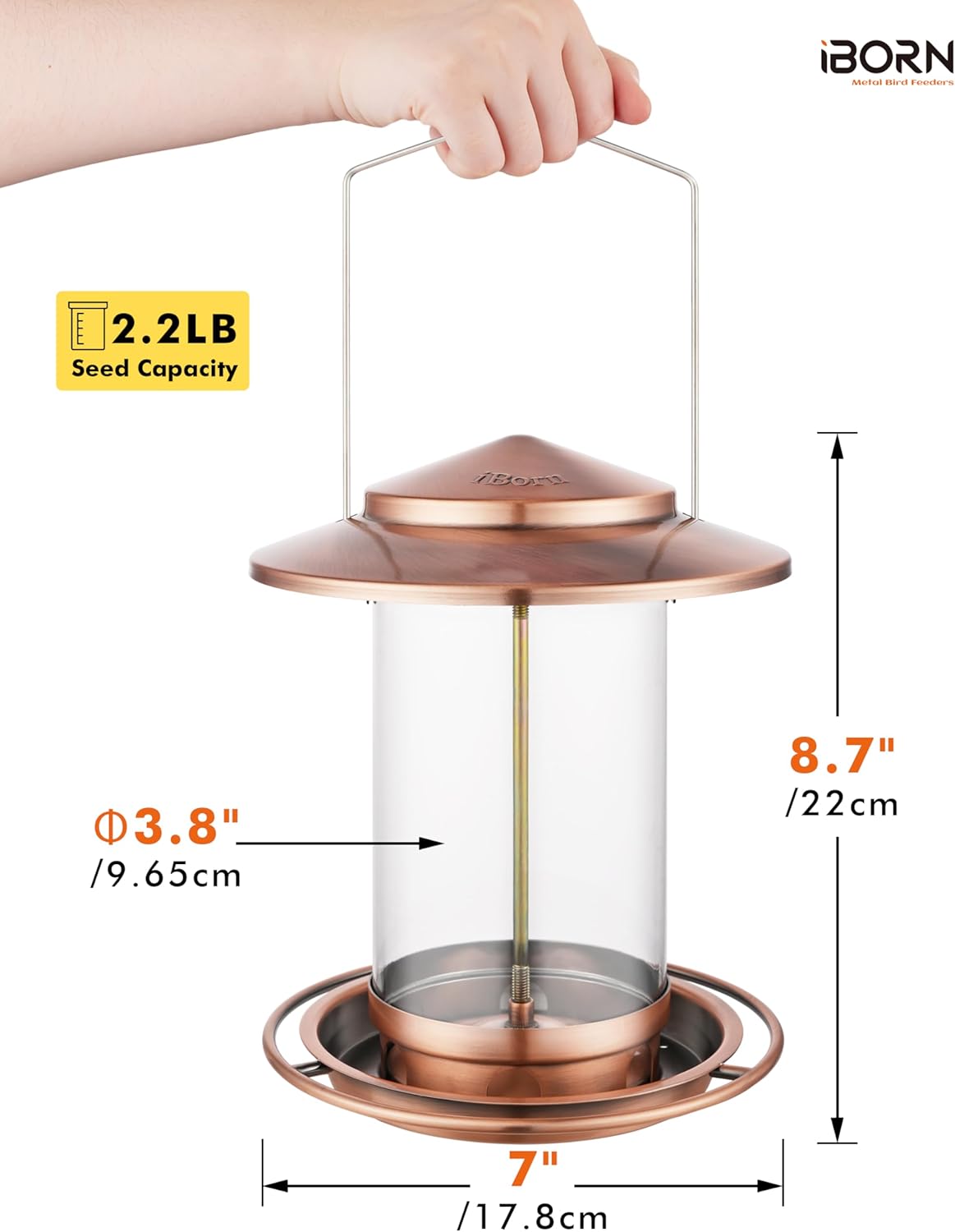 iBorn Bird Feeders for Outdoors Hanging,Metal Bird Feeders for Cardina