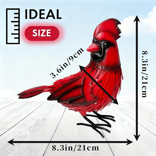 Metal Red Cardinal Garden Decoration Statue Metal Bird Yard Art Red Bird Sculpture for Outdoor Patio & Indoor Home Decor - Gifts for Mom Grandma