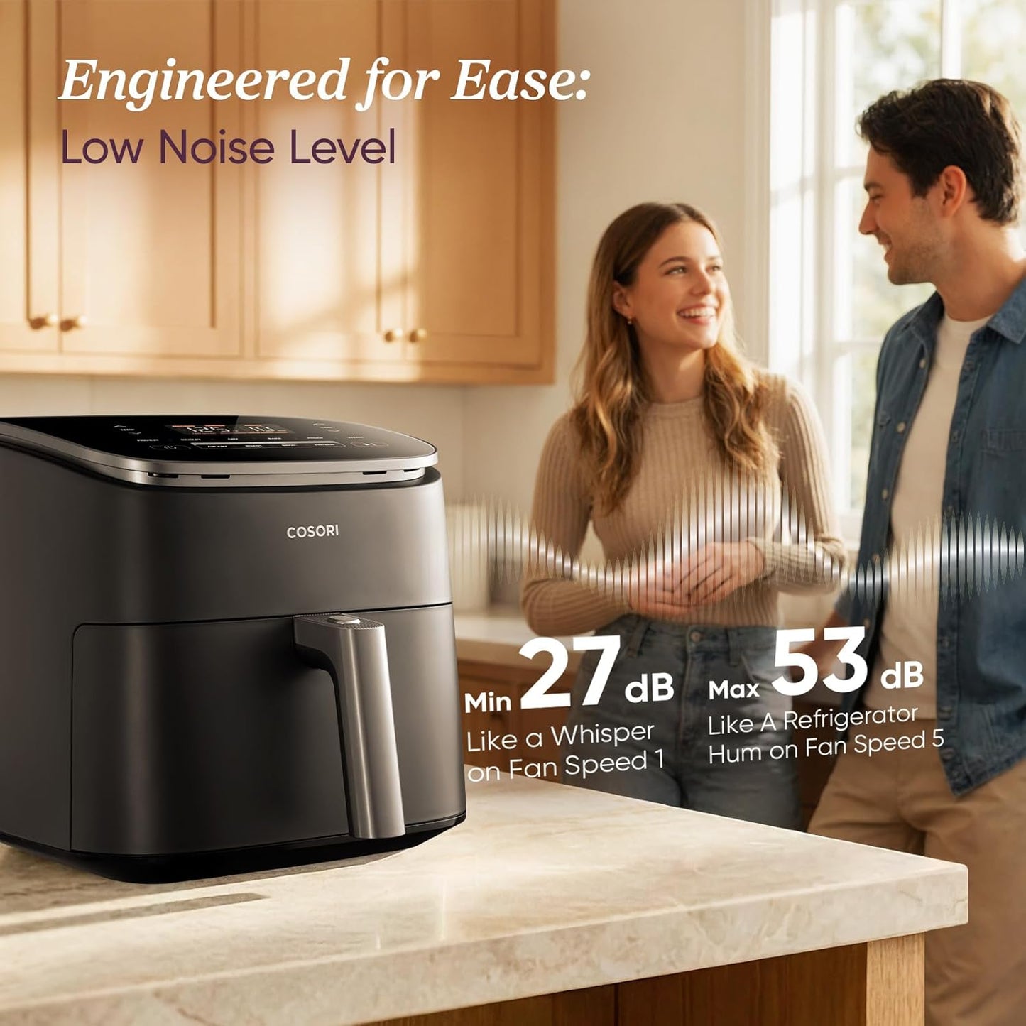 Cosori 9-in-1 TurboBlaze Air Fryer 6 Qt, Premium Ceramic Coating, 90ยฐโ450ยฐF, Precise Heating for Even Results, Air Fry, Roast, Bake, Broil, Dry, Frozen, Proof, Reheat, Keep Warm, 120V, Dark Gray