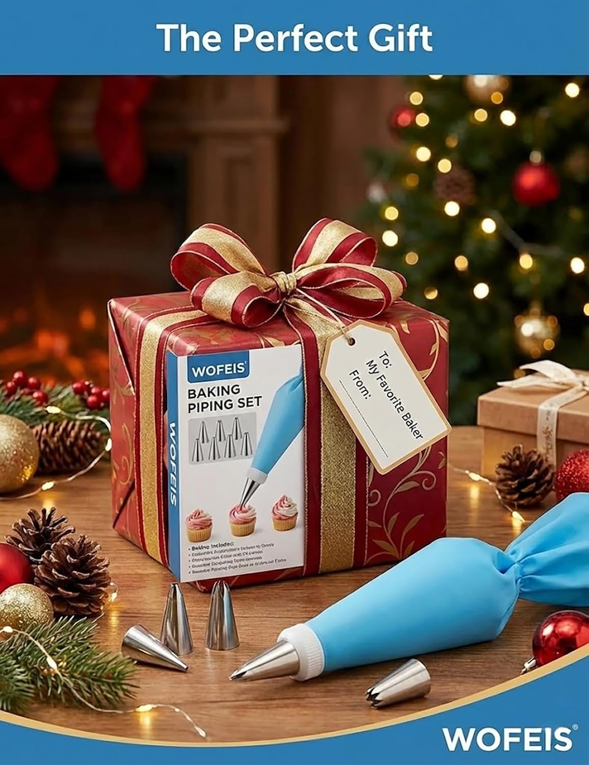 Piping Bags and Tips Set, Reusable Cake Decorating Supplies with 2 Reusable Bags, 12 Icing Tips, 2 Silicone Rings, 2 Couplers and 3 Scrapers, Cake Baking Tools for Cookie Icing Cupcakes