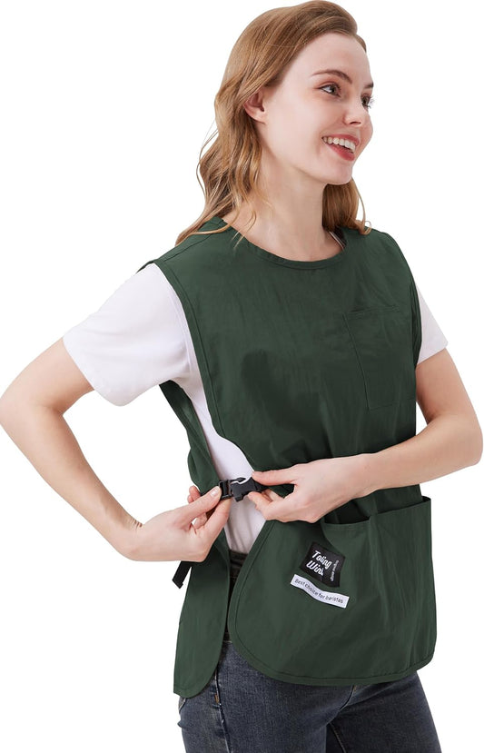 Nanxson Waterproof Cobbler Apron for Women with Pockets Barber Smock Buckle Design Hair Stylist Apron for Kitchen Garden Men