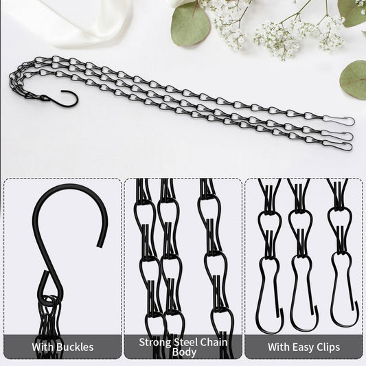 4PCS 20In Hanging Basket Chains, Chains for Hanging Baskets, chain plant hangers, Hanging Plant Chain, Pot Hangers decorative outdoor decorative chains for hanging bird feeder chain planter(Black)